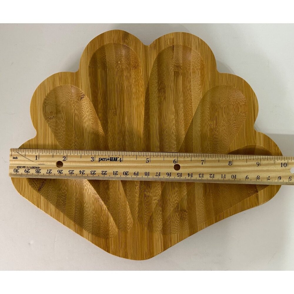 Beachly Bamboo Bombshell Shell Tray Charcuterie Trinket Dish Beach Ocean Party - Picture 7 of 9